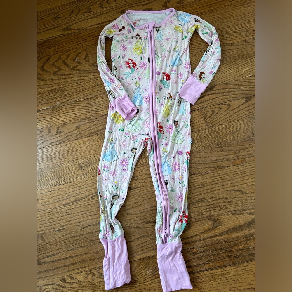Little sleepies bamboo Disney Princess pajamas pjs zippy princesses flowers 2T
